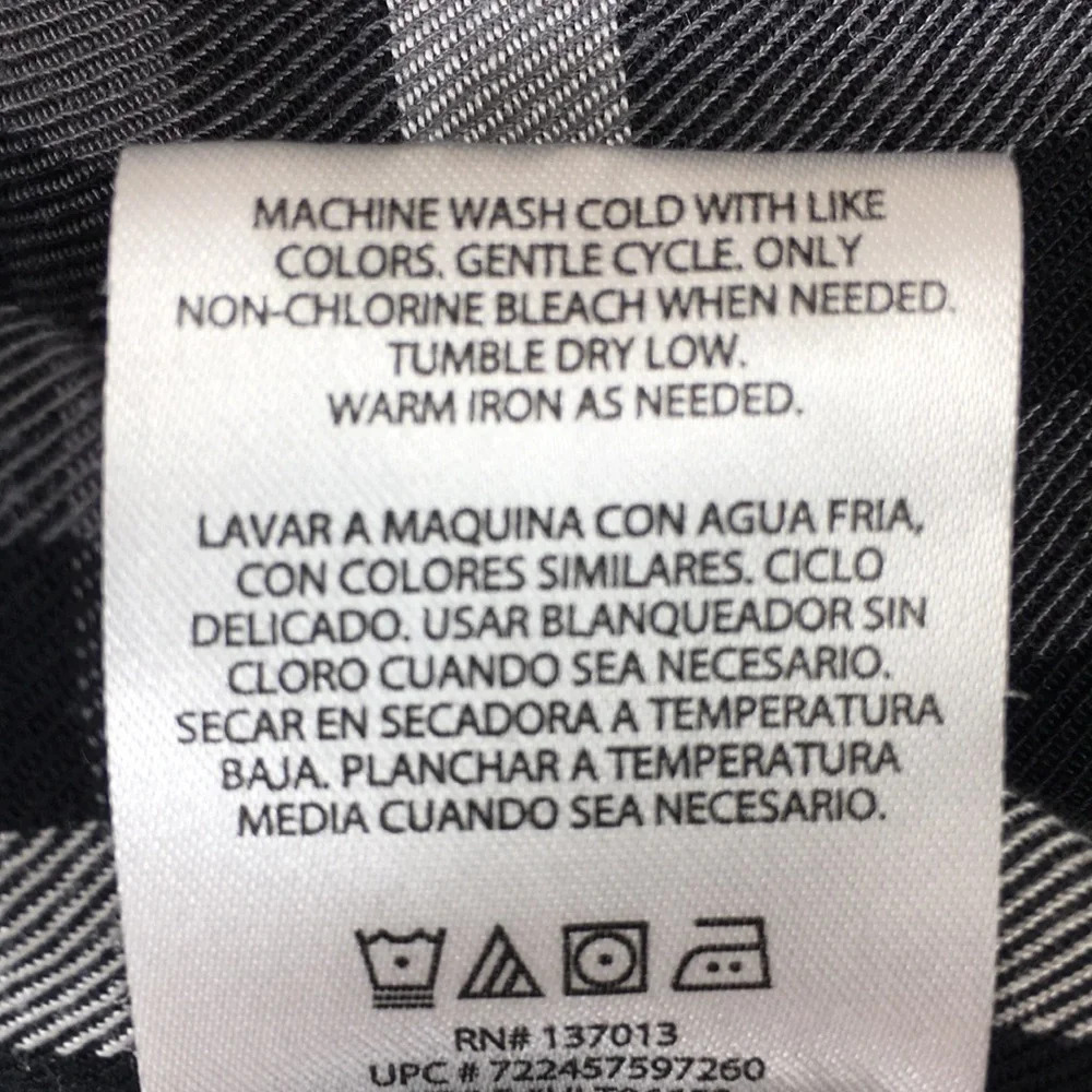 Woolrich Black White Plaid Button Front Shirt Womens Large Roll Tab Sleeve‎ - Picture 7 of 11